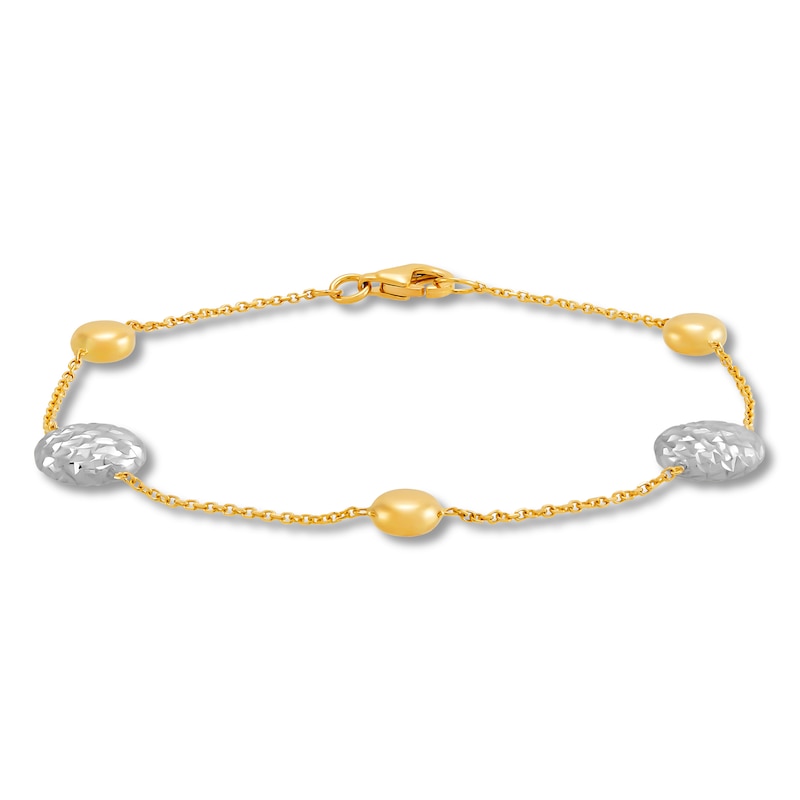 Main Image 1 of Italia D'Oro Bead Station Bracelet 14K Two-Tone Gold 7.5"