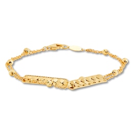 Italia D'Oro Bar & Bead Double Row Bracelet 14K Yellow Gold