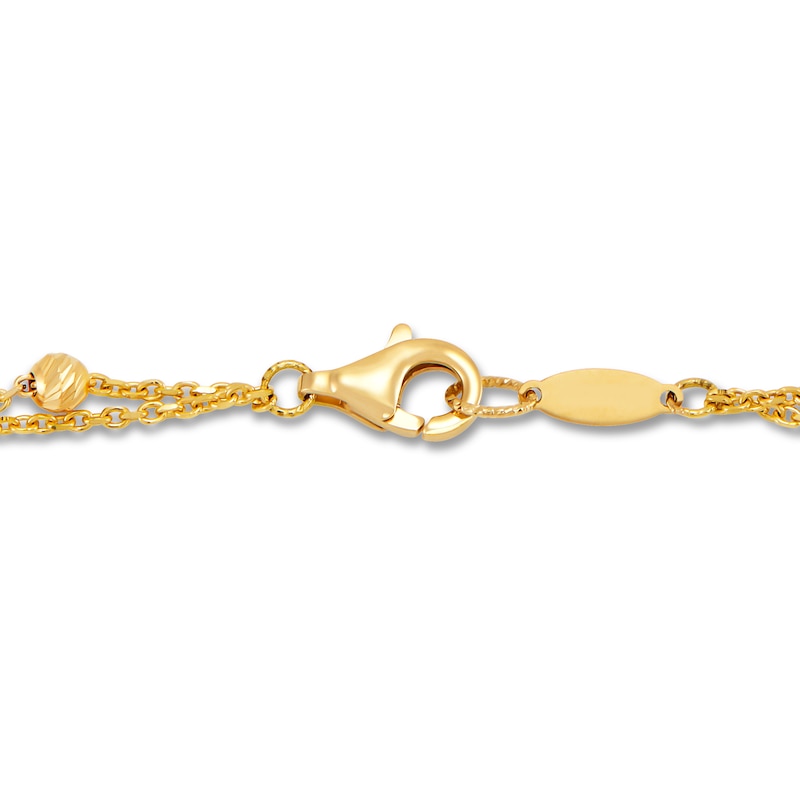 Main Image 4 of Italia D'Oro Bar & Bead Double Row Bracelet 14K Yellow Gold 7.25"