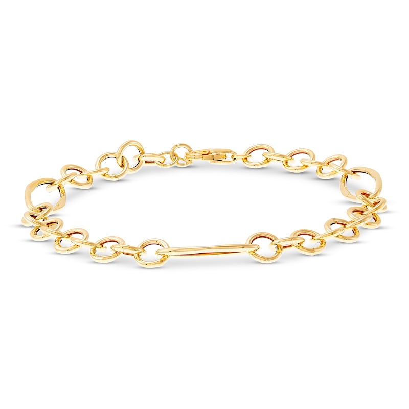 Italia D'Oro Round & Oval Link Bracelet 14K Yellow Gold 7.5"