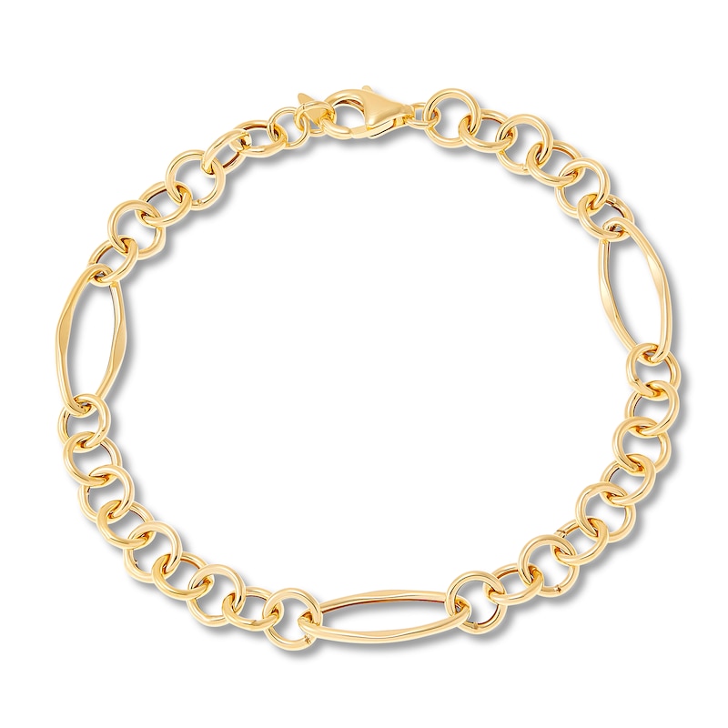 Main Image 2 of Italia D'Oro Round & Oval Link Bracelet 14K Yellow Gold 7.5"