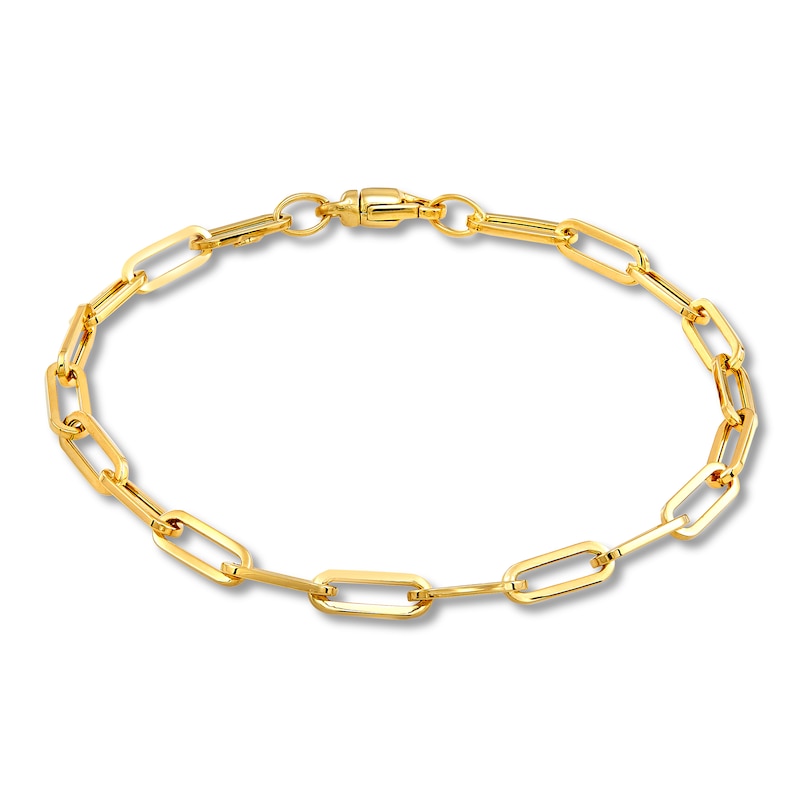 Main Image 1 of Italia D'Oro Hollow Paper Clip Chain Bracelet 14K Yellow Gold 7.5"