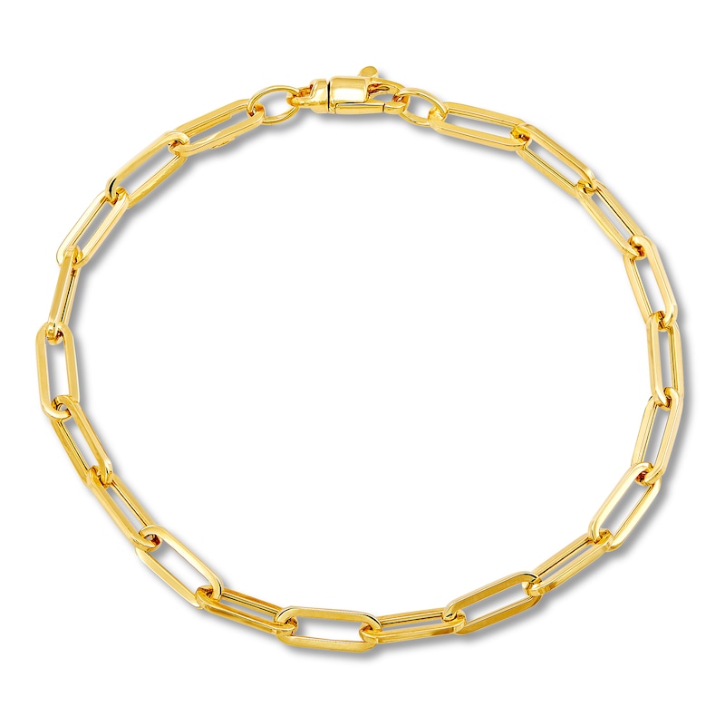 Italia D'Oro Hollow Paper Clip Chain Bracelet 14K Yellow Gold 7.5"