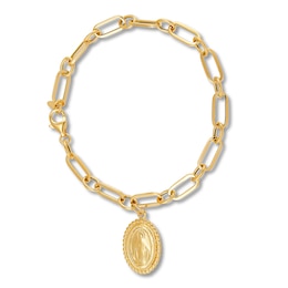 Italia D'Oro Virgin Mary Chain Bracelet 14K Yellow Gold 7.5"
