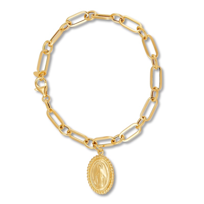 Main Image 1 of Italia D'Oro Virgin Mary Chain Bracelet 14K Yellow Gold 7.5"