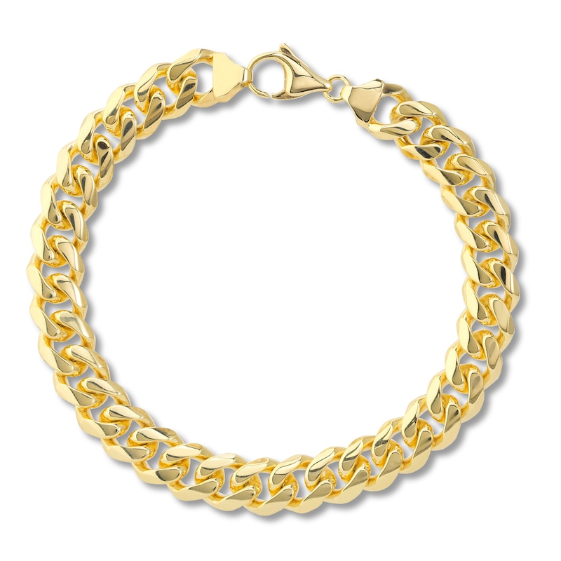 Main Image 1 of Solid Miami Cuban Link Bracelet 14K Yellow Gold 9" 11mm