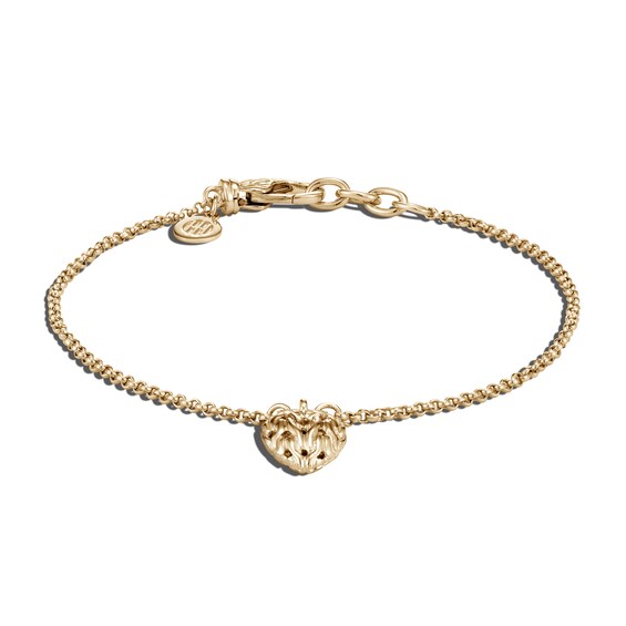 John Hardy Classic Chain Heart Charm Bracelet in 18K Gold, Medium