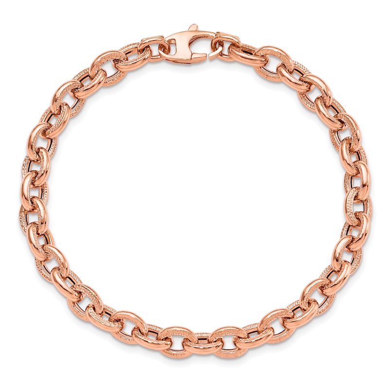 Textured Link Bracelet 14K Rose Gold 7.5"
