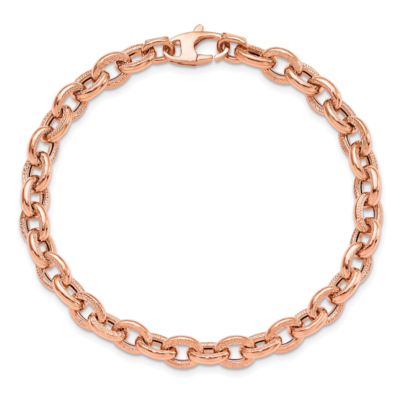 Main Image 1 of Textured Link Bracelet 14K Rose Gold 7.5"