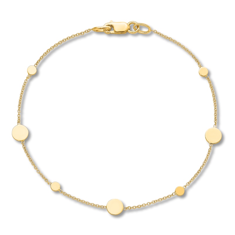 Polished Disc Anklet 14K Yellow Gold 9"
