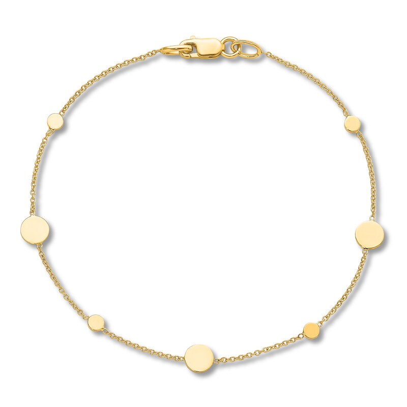 Main Image 1 of Polished Disc Anklet 14K Yellow Gold 9&quot;