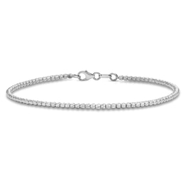 Diamond Cut Beaded Bracelet 14K White Gold 7"