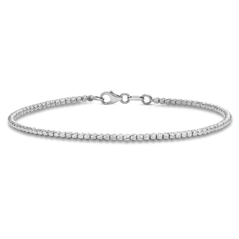 Main Image 1 of Diamond Cut Beaded Bracelet 14K White Gold 7"