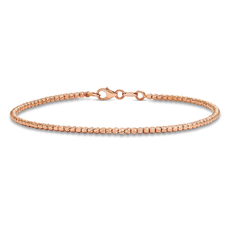 Main Image 1 of Diamond Cut Beaded Bracelet 14K Rose Gold 7"