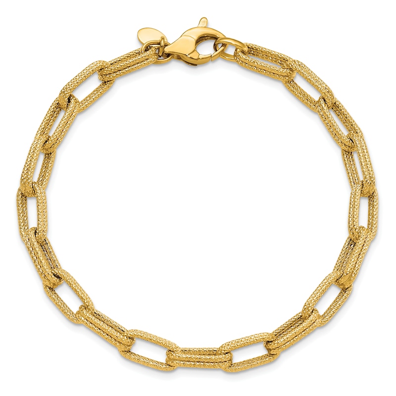 Main Image 1 of Textured Hollow Fancy Link Bracelet 14K Yellow Gold 7.75"