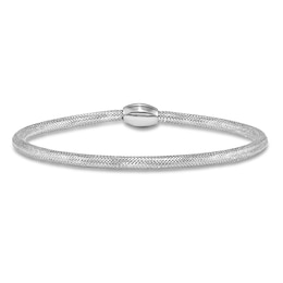 Polished Mesh Stretch Bracelet 14K White Gold 7"
