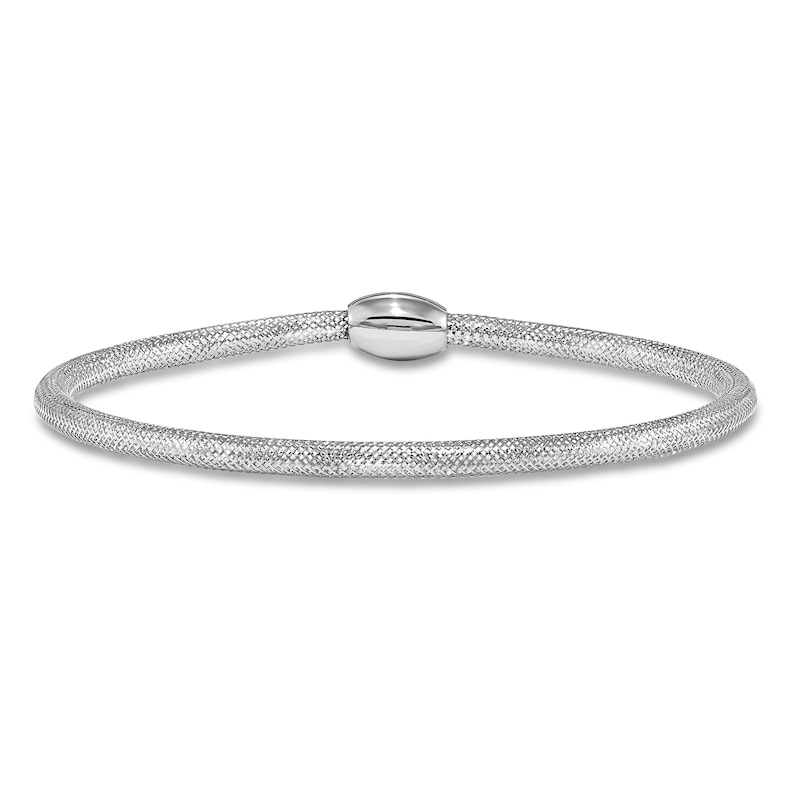 Main Image 1 of Polished Mesh Stretch Bracelet 14K White Gold 7"