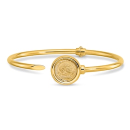 Matte Coin Hinged Bangle 14K Yellow Gold