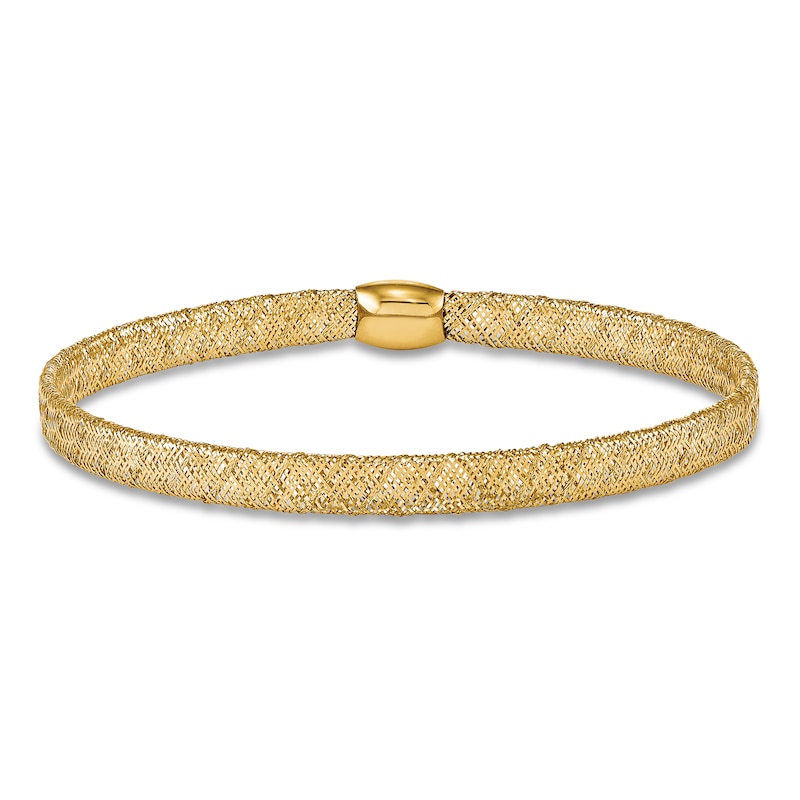 Fancy Stretch Bangle Bracelet 14K Yellow Gold