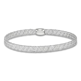 Fancy Stretch Bangle Bracelet 14K White Gold