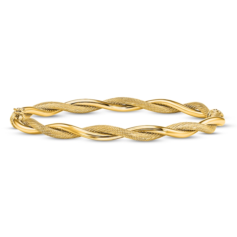 Main Image 1 of Textured Twist Bangle Bracelet 14K Yellow Gold