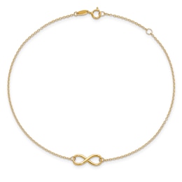 Polished Infinity Anklet 14K Yellow Gold 9"