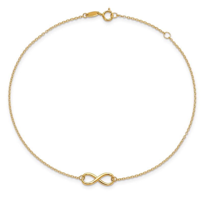 Polished Infinity Anklet 14K Yellow Gold 9"