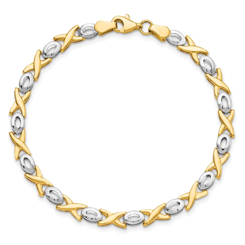 Main Image 1 of XOXO Bracelet 14K Two-Tone Gold 7.25"