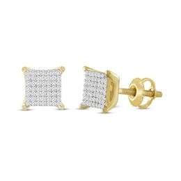 Men's Diamond Stud Earrings 1/4 ct tw Round 10K Yellow Gold