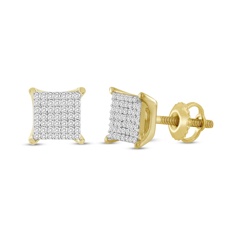 Men's Diamond Stud Earrings 1/4 ct tw Round 10K Yellow Gold