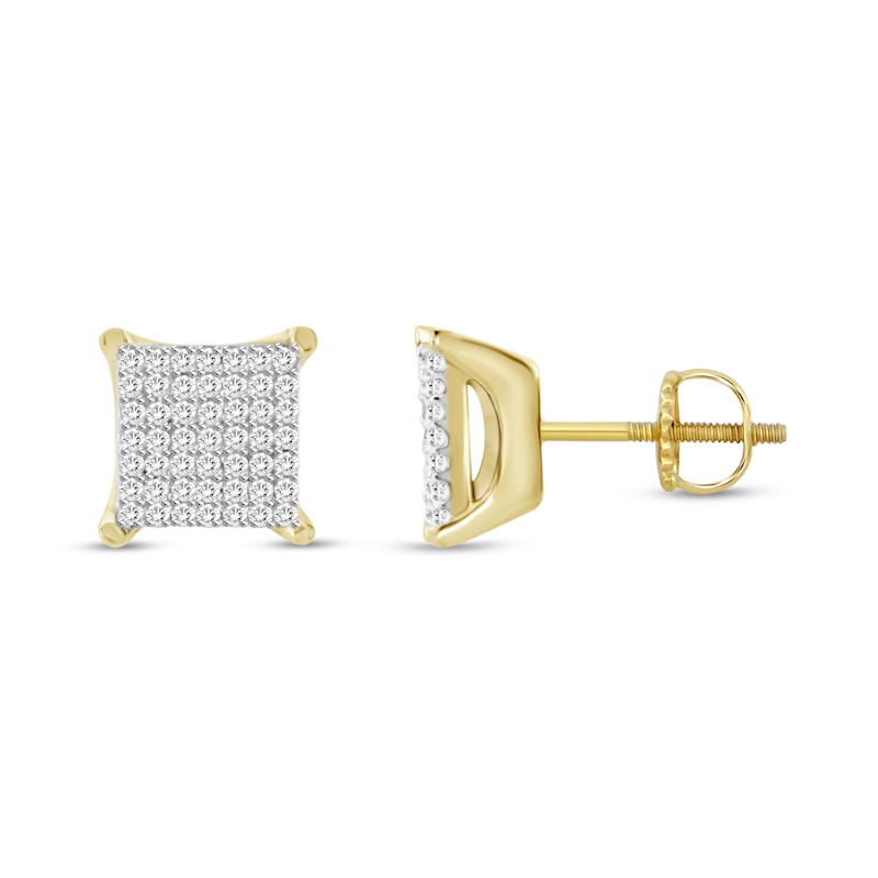 Main Image 2 of Men's Diamond Stud Earrings 1/4 ct tw Round 10K Yellow Gold