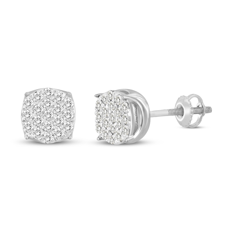 Main Image 1 of Men's Diamond Stud Earrings 1/3 ct tw Round 10K White Gold