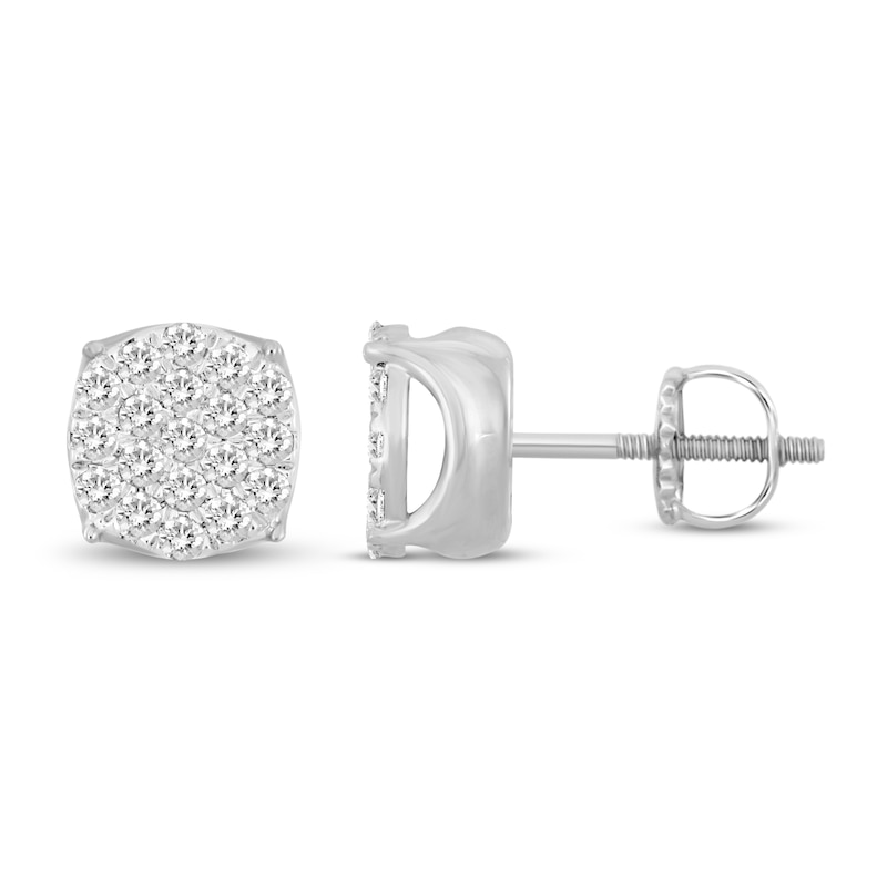 Main Image 2 of Men's Diamond Stud Earrings 1/3 ct tw Round 10K White Gold