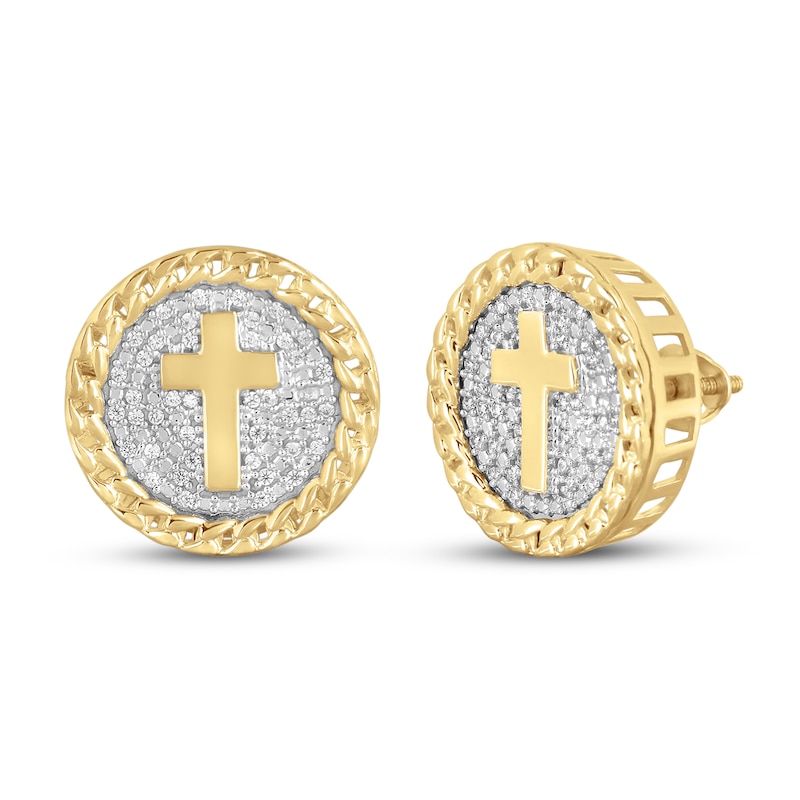 Main Image 1 of Men's Diamond Stud Earrings 1/4 ct tw Round 10K Yellow Gold