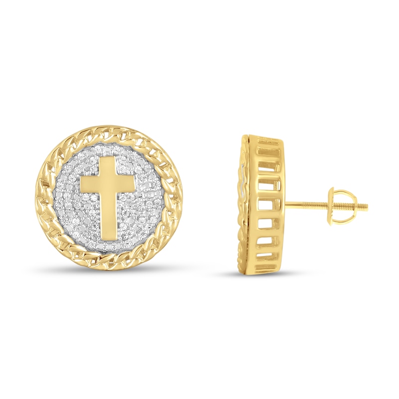 Main Image 2 of Men's Diamond Stud Earrings 1/4 ct tw Round 10K Yellow Gold