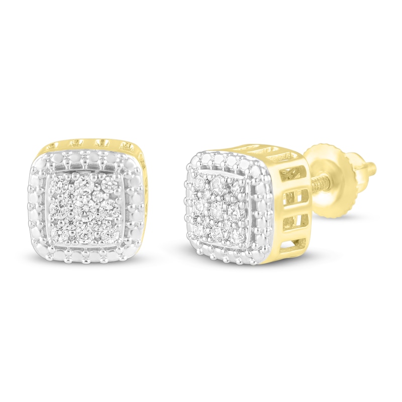 Main Image 1 of Men's Diamond Stud Earrings 1/6 ct tw Round 10K Yellow Gold