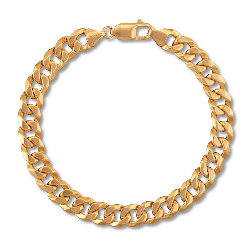 Solid Curb Bracelet 14K Yellow Gold 8.5" 8.7MM