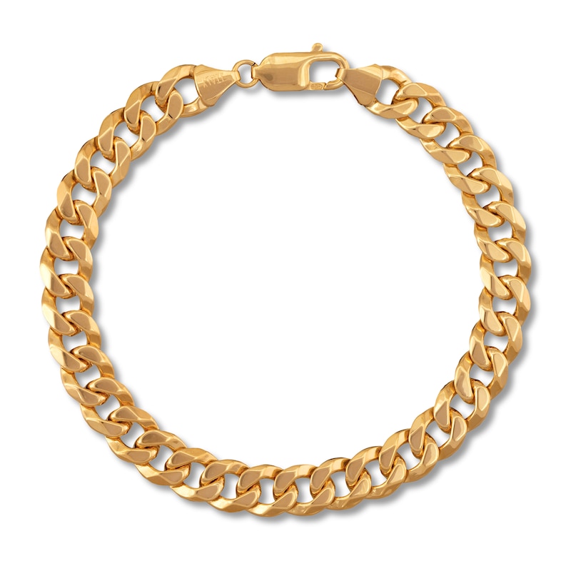 Main Image 1 of Solid Curb Bracelet 14K Yellow Gold 8.5" 8.7MM
