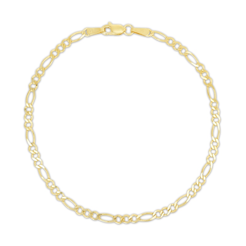 Main Image 1 of Figaro Chain Anklet 14K Yellow Gold 10"