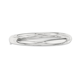 Polished Bangle Bracelet 14K White Gold 8"