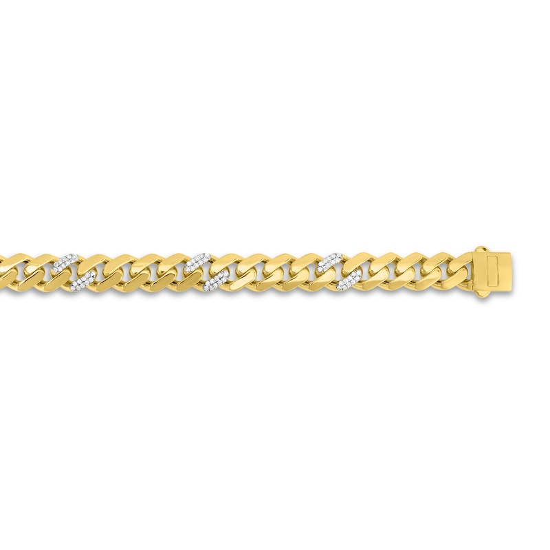 Main Image 2 of Diamond Curb Chain Necklace 1-1/5 ct tw Round 10K Yellow Gold