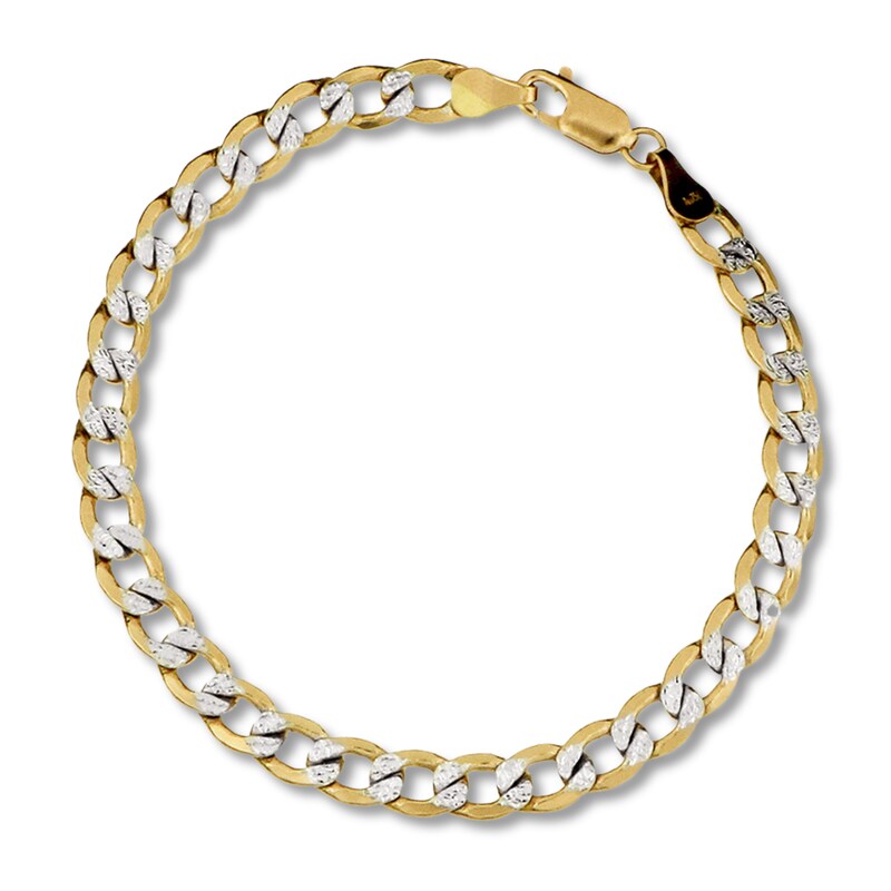Main Image 1 of Diamond-Cut Curb Chain Bracelet 10K Yellow Gold 8.5"