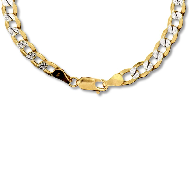 Main Image 3 of Diamond-Cut Curb Chain Bracelet 10K Yellow Gold 8.5"