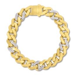 Diamond Curb Bracelet 1-1/6 ct tw Round 10K Yellow Gold
