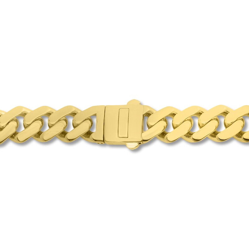 Main Image 3 of Men's Diamond Curb Bracelet 1-1/6 ct tw Round 10K Yellow Gold