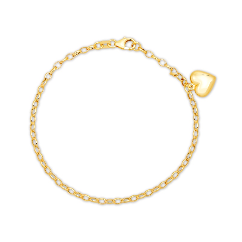 Main Image 1 of Heart Drop Bracelet 10K Yellow Gold 7.25"