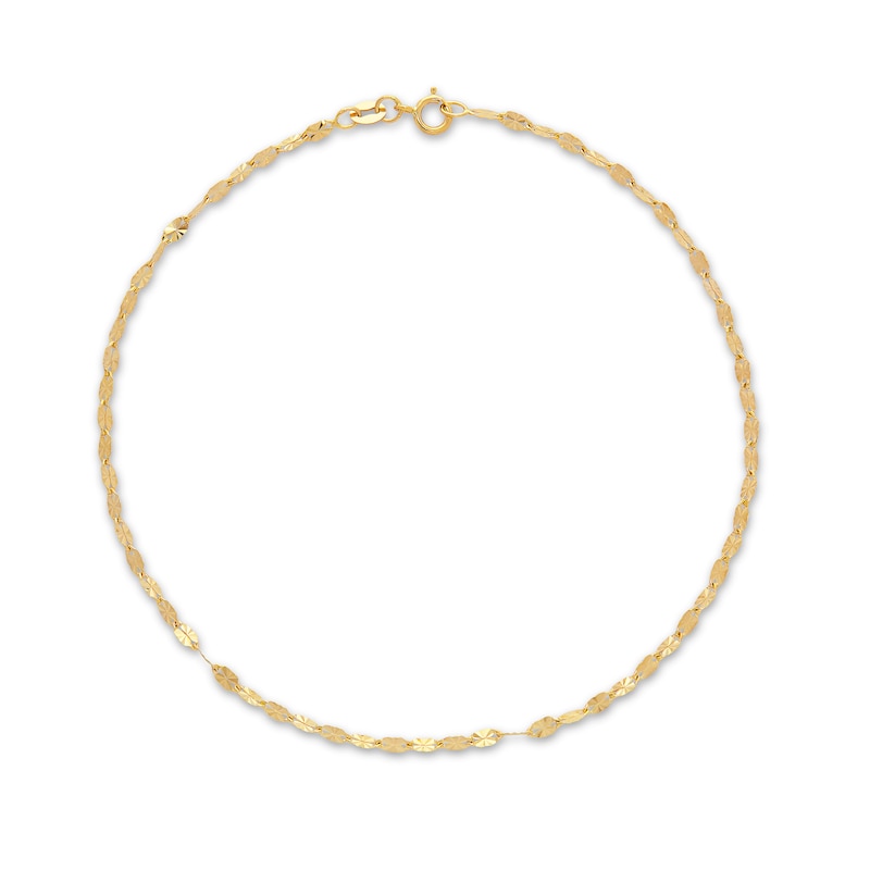 Main Image 1 of Oval Mirror Link Anklet 14K Yellow Gold 10"