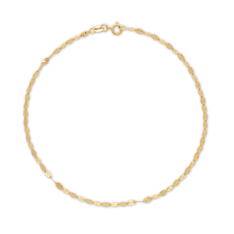 Main Image 2 of Oval Mirror Link Anklet 14K Yellow Gold 10"