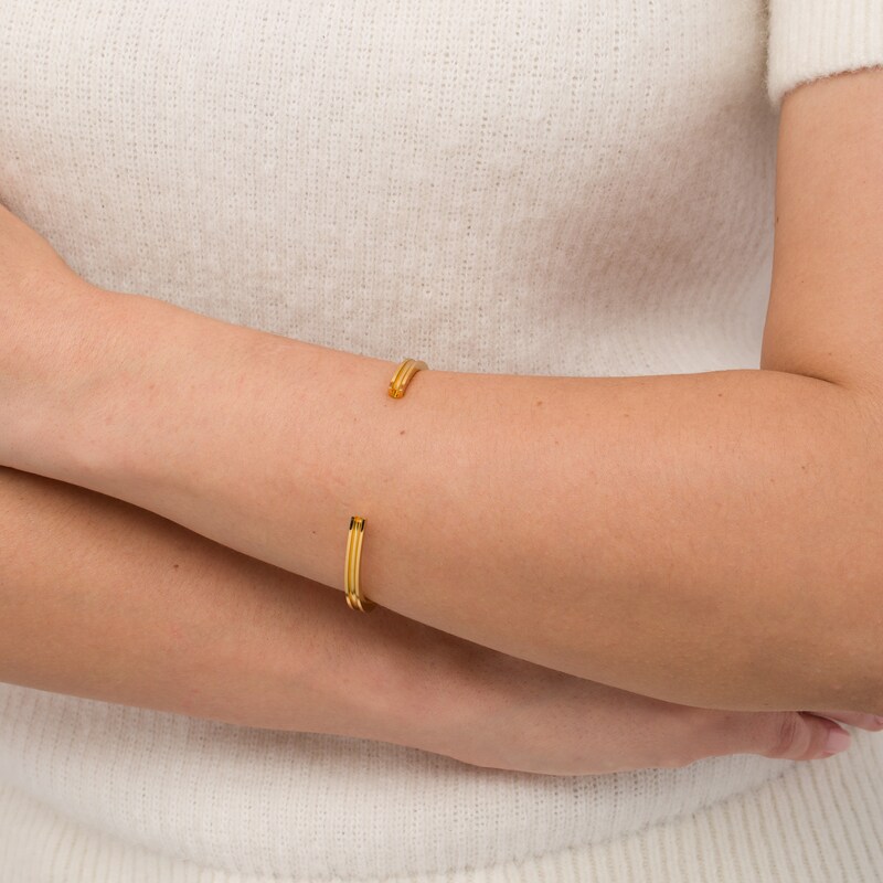 Main Image 4 of Stella Valle Letter U Bangle Bracelet 18K Gold-Plated Brass