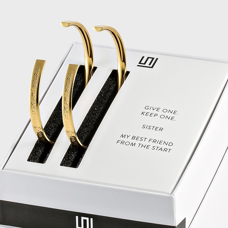 Main Image 1 of Stella Valle Sisters Bangle Bracelet Set 18K Gold-Plated Brass